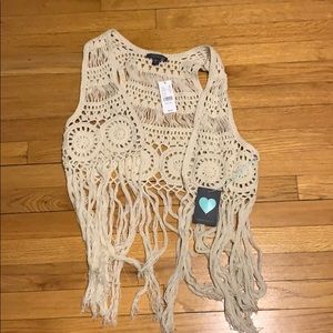Kendall and Kylie Crochet Sleeveless Jacket